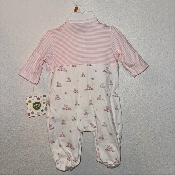 Little Me Pink and White Bunny Print Footie - Picture 2 of 3